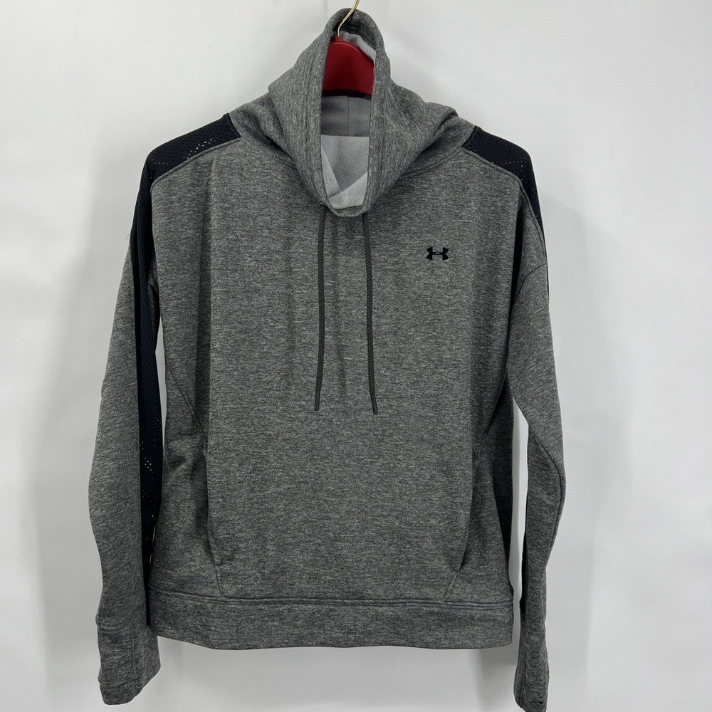 Under Armour‎ womens small gray cowl neck sweatshirt vented kangaroo thumb holes